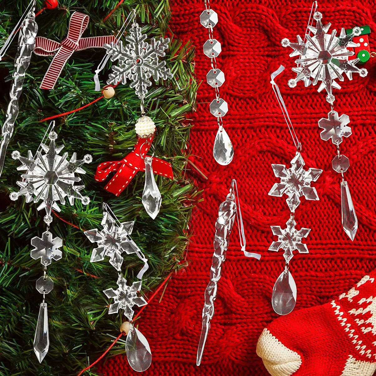 10pcs Acrylic Ice Strip Christmas Ornaments