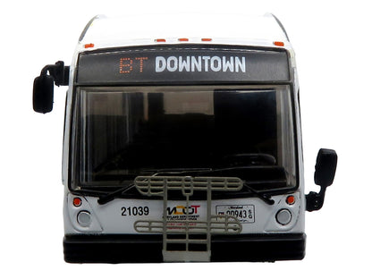Nova Bus LFSH Hybrid Transit Bus "MTA Maryland" White with Red and Yellow Graphics "The Bus & Motorcoach Collection" Limited Edition to 504 pieces Worldwide 1/87 (HO) Diecast Model by Iconic Replicas