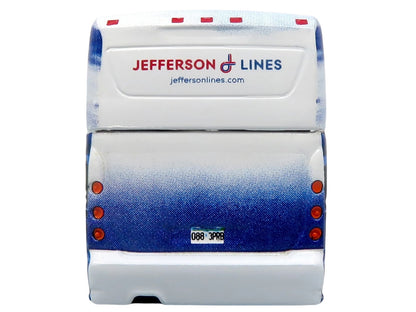 MCI D4520 Commuter Coach Bus "Jefferson Lines" White with Blue Graphics "The Bus & Motorcoach Collection" Limited Edition to 504 pieces Worldwide 1/87 (HO) Scale Diecast Model by Iconic Replicas