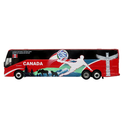 Prevost H3-45 Coach Bus "Canada National Soccer Team" Red with Graphics "International Federation of the Global Game" Series Limited Edition to 504 pieces Worldwide 1/87 (HO) Diecast Model by Iconic Replicas