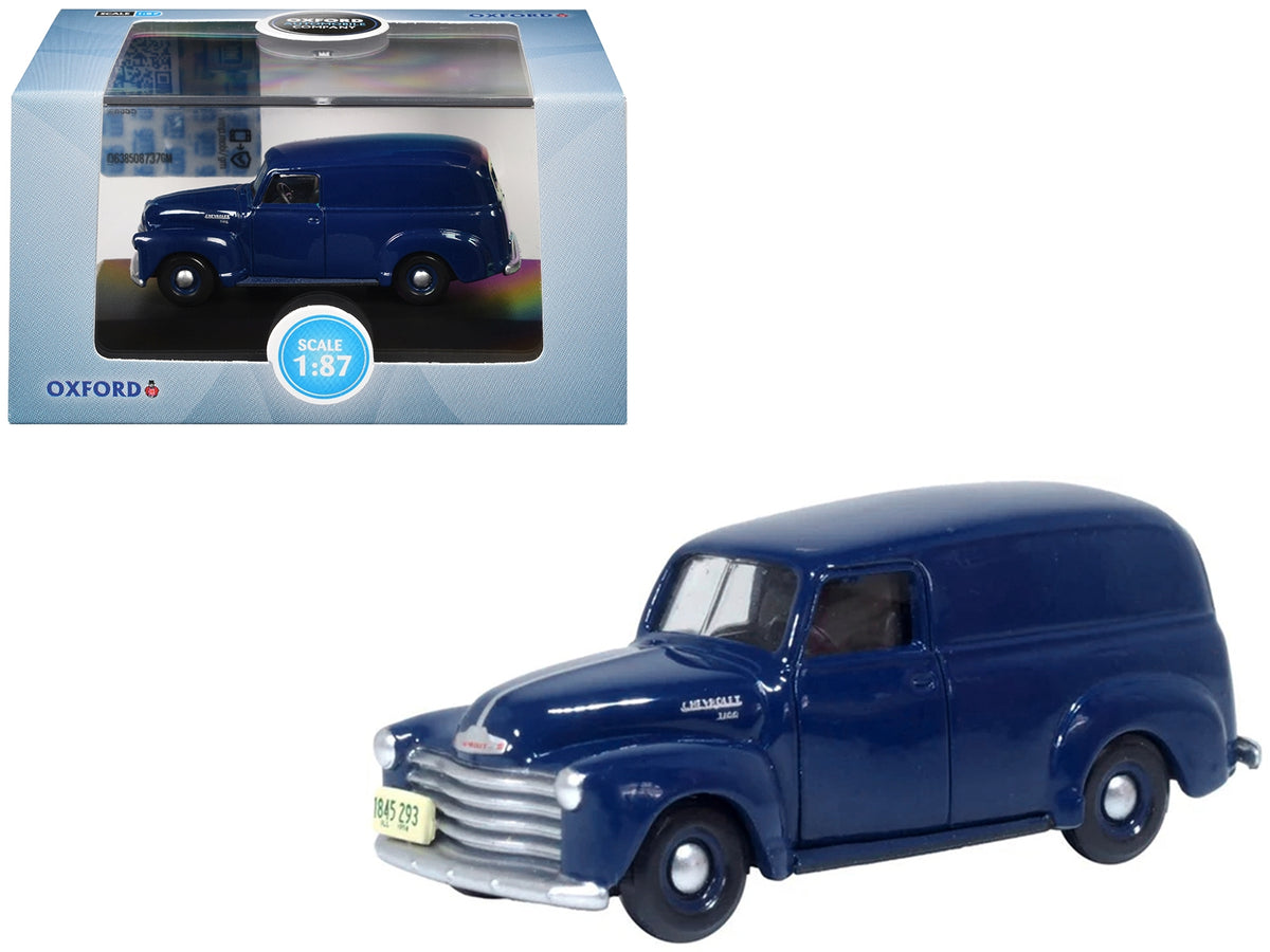 Oxford Diecast 1950 Chevrolet Panel Van – Mariner Blue | 1:87 (HO) Scale