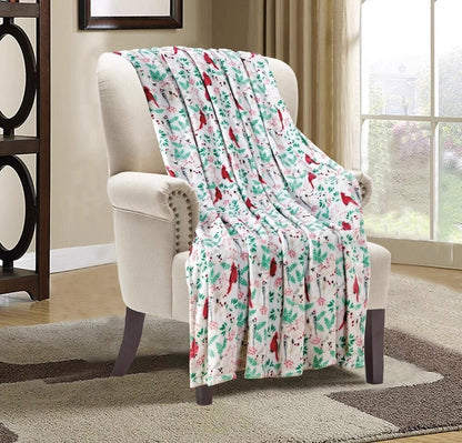 Christmas Elk Snowman Santa Flannel Blanket
