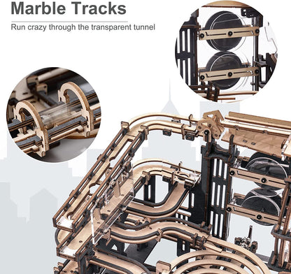 Robotime ROKR Marble Night City 3D Wooden Puzzle Games Assembly Waterwheel Model Toys