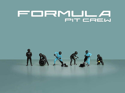 "Formula Pit Crew - Team Black" 6 piece Diecast Figure Set (6 Figures) Limited Edition for 1/64 Scale Models by American Diorama
