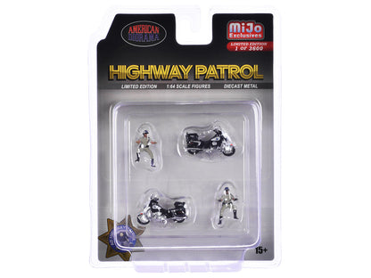 Highway Patrol" 4 piece Diecast Figure Set (2 Figures 2 Motorcycles) Limited Edition to 3600 pieces Worldwide for 1/64