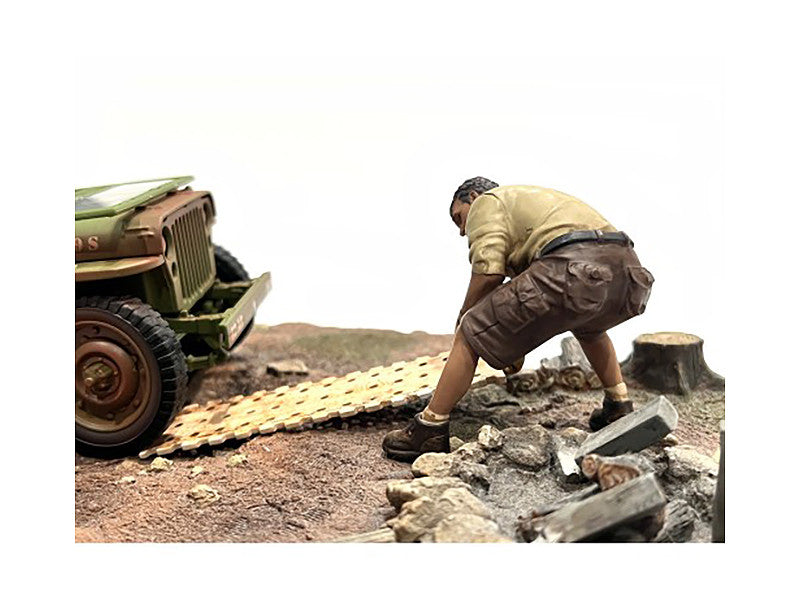American Diorama 4X4 Mechanic Figure 2 with Board Accessory | 1/18 Scale Diorama Figure