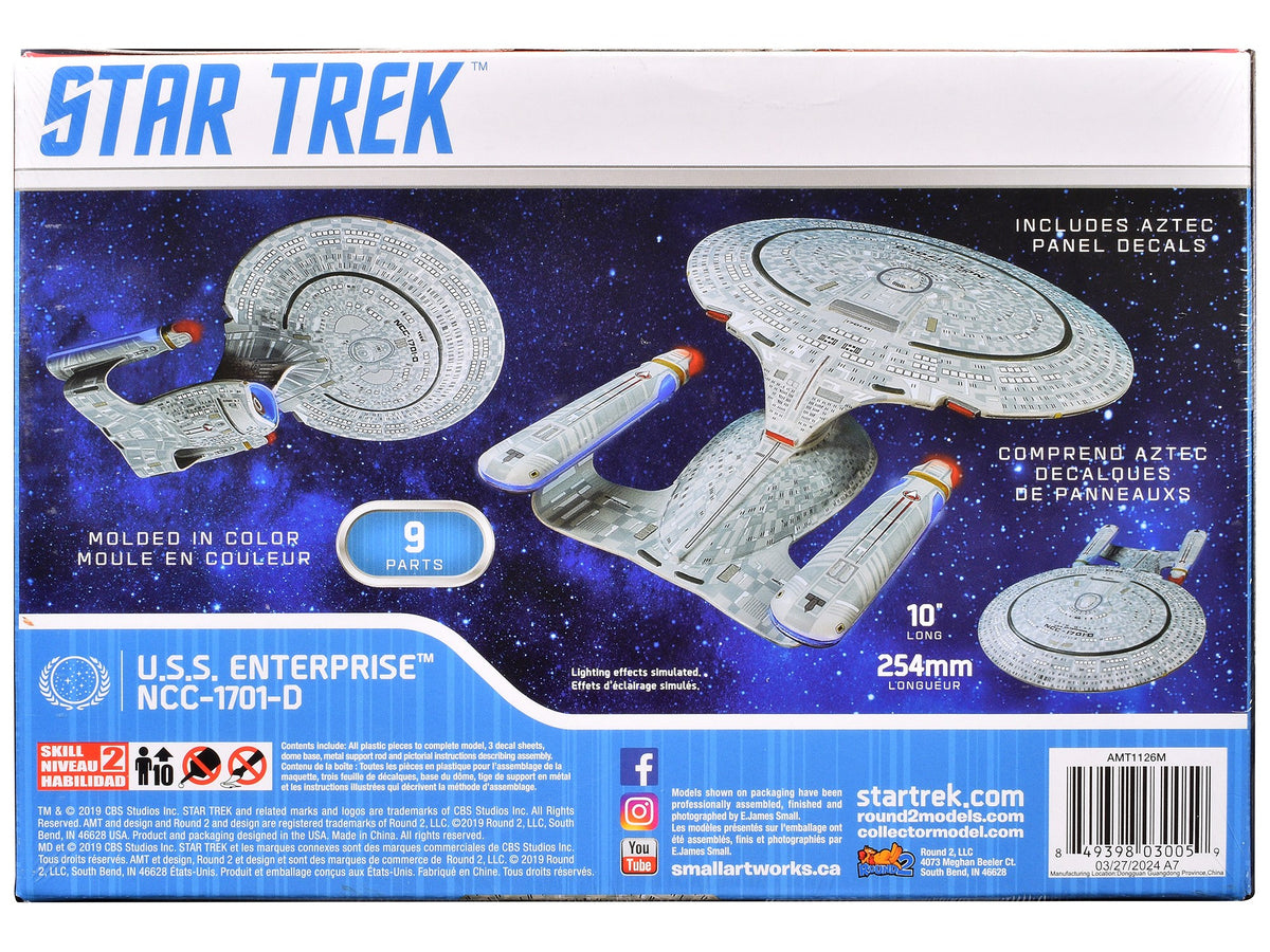 Skill 2 Model Kit U.S.S. Enterprise NCC-1701-D Space Ship "Star Trek: The Next Generation" (1987) TV Series 1/2500 Scale Model by AMT