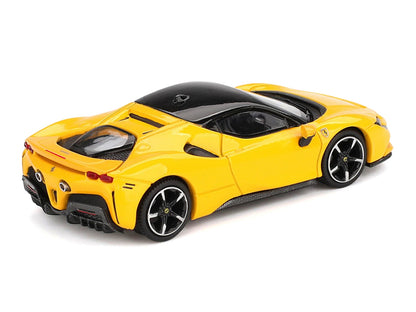 Ferrari SF90 Giallo Modena Yellow with Black Top 1/64 Diecast Model Car by BBR