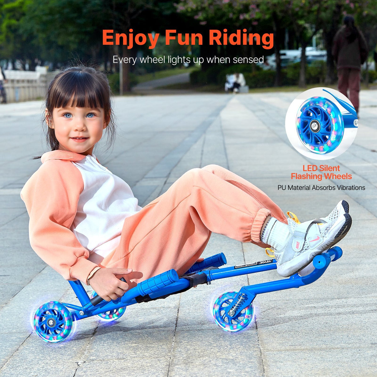 Ride on Scooter, Load Capacity of 132 lbs, Swing Side-to-Side for Amazing Ride Powered by Zig-Zag Motion, Ride on Drifting Toy for Ages 4+, Rides on Any Hard Surface for Indoor & Outdoor, Blue