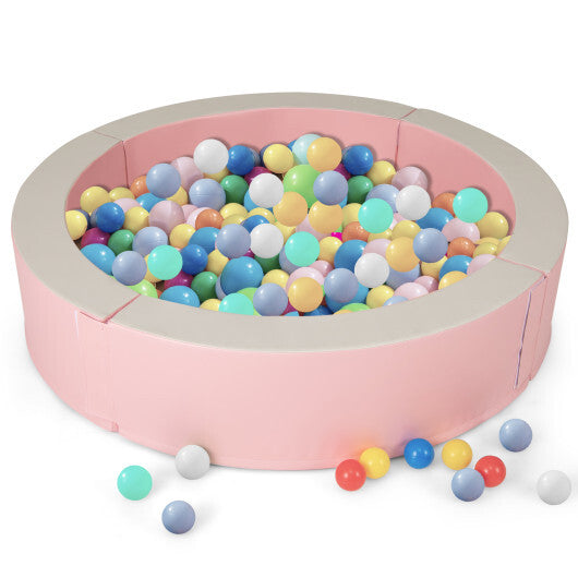 Detachable Foam Ball Pit with 50 Colorful Ocean Balls-Pink - Color: Pink