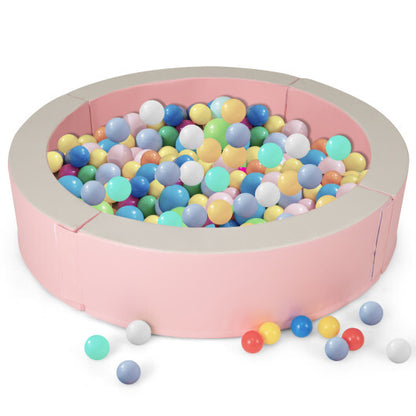Detachable Foam Ball Pit with 50 Colorful Ocean Balls-Pink - Color: Pink