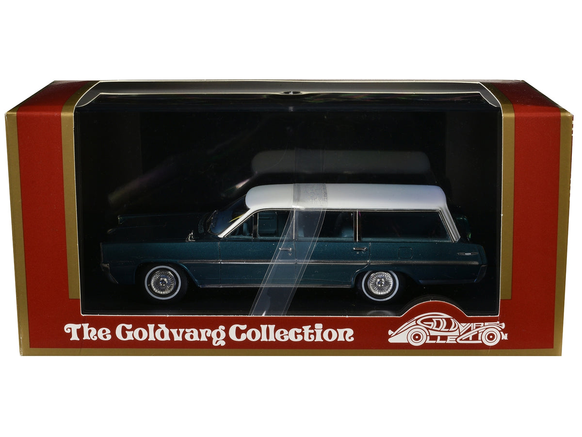 1964 Pontiac Safari Gulfstream Aqua Metallic with White Top and Blue Interior Limited Edition to 200 pieces Worldwide 1/43 Model Car by Goldvarg Collection
