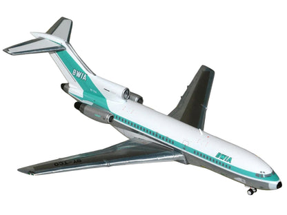 Boeing 727-100 Commercial Aircraft "British West Indian Airways" (9Y-TCO) White with Light Green Stripes 1/400 Diecast Model Airplane by GeminiJets