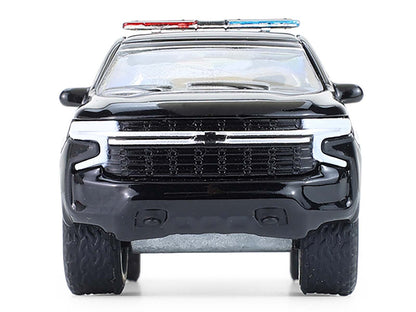 2024 Chevrolet Tahoe Police Pursuit Vehicle "Dover Police - 100th Anniversary Edition" Black with White Stripes "Hobby Exclusive" Series 1/64 Diecast Model Car by Greenlight