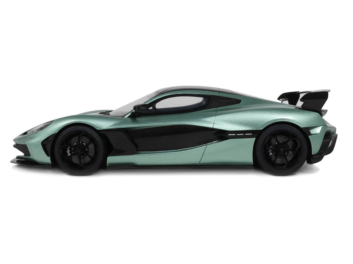 2024 Rimac Nevera R Green Metallic with Black Top 1/18 Model Car by GT Spirit