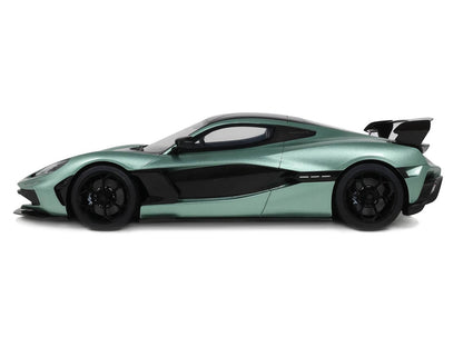 2024 Rimac Nevera R Green Metallic with Black Top 1/18 Model Car by GT Spirit