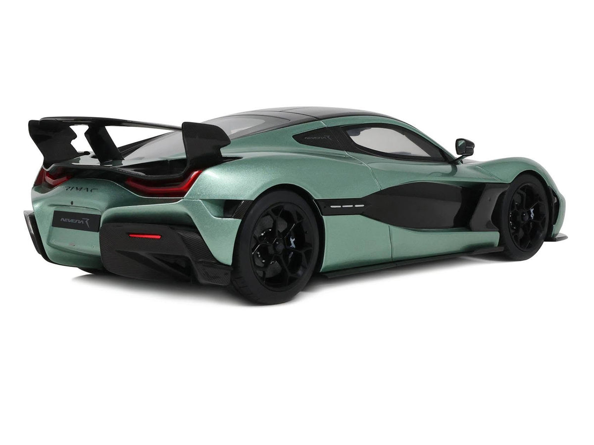 2024 Rimac Nevera R Green Metallic with Black Top 1/18 Model Car by GT Spirit