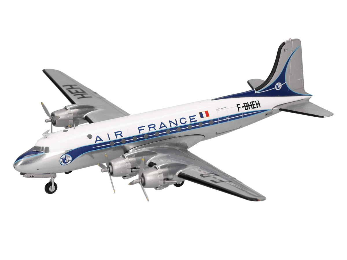 Douglas DC-4 Commercial Aircraft "Air France" (F-BHEH) White with Blue Stripes 1/200 Diecast Model by Herpa
