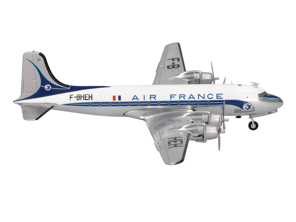 Douglas DC-4 Commercial Aircraft "Air France" (F-BHEH) White with Blue Stripes 1/200 Diecast Model by Herpa