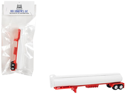 Tanker Trailer White and Red 1/87 (HO) Scale Plastic Model by HO Logistics