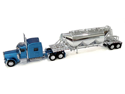 Peterbilt 389 Sleeper & Tank Trailer Blue/Chrome 1/87 HO Scale Model by HO Logistics