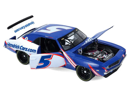 1969 Chevrolet Camaro #5 Kyle Larson "Hendrick Motorsports First Win Tribute" Blue and White with Graphics 1/18 Diecast Model Car by Highway 61