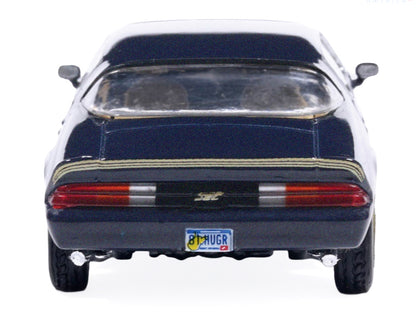 1981 Chevrolet Camaro Z28 Dark Blue Metallic with Gold Stripes and Interior 1/64 Diecast Model Car by IXO Models