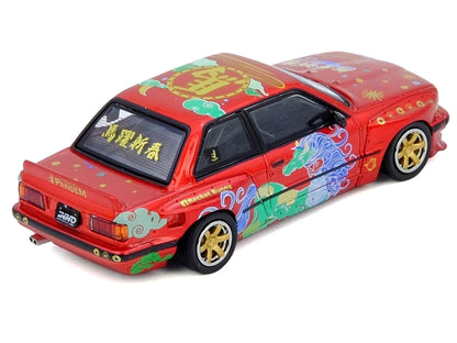 Pandem Rocket Bunny E30 "Year of the Horse - Chinese New Year 2026 Special Edition" Red Metallic with Graphics Limited Edition to 8888 pieces Worldwide 1/64 Diecast Model Car by Inno Models