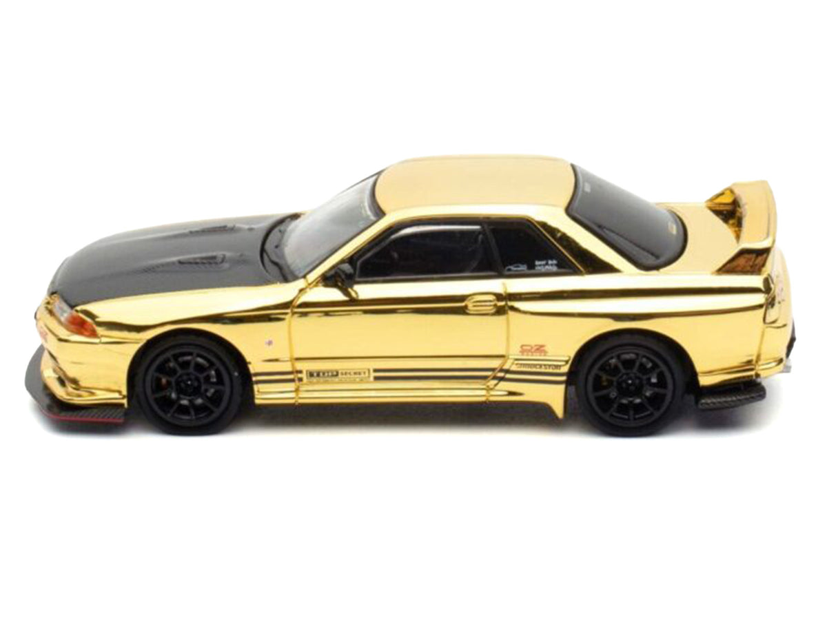 Nissan Skyline GT-R (R32) "Top Secret" RHD (Right Hand Drive) Chrome Gold with Carbon Hood "The Model Car Show Malaysia 2025 Event Edition" 1/64 Diecast Model Car by Inno Models