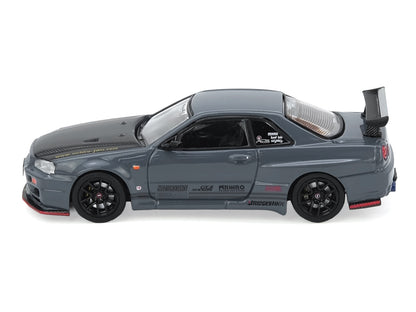 Nissan Skyline GT-R (R34) "Top Secret" RHD (Right Hand Drive) Stealth Gray with Carbon Hood "GTSHOW 2025 Event Edition" 1/64 Diecast Model Car by Inno Models