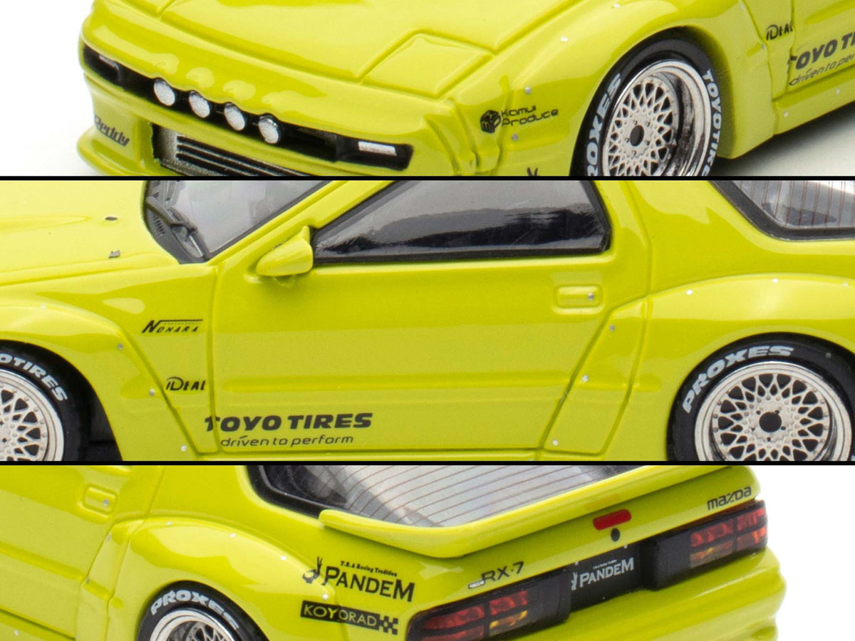 Mazda RX-7 (FC3S) "Pandem Aero" RHD (Right Hand Drive) Lime Green "The Model Car Show Malaysia 2025 Event Edition" 1/64 Diecast Model Car by Inno Models