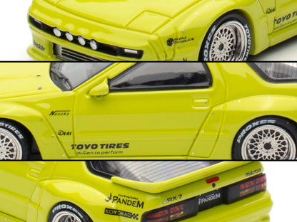 Mazda RX-7 (FC3S) "Pandem Aero" RHD (Right Hand Drive) Lime Green "The Model Car Show Malaysia 2025 Event Edition" 1/64 Diecast Model Car by Inno Models