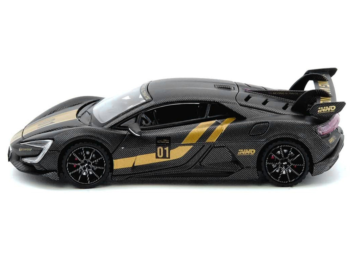 Yangwang U9 #01 Carbon Fiber with Gold Stripes "APA XPO 2025 Event Edition" 1/64 Diecast Model Car by Inno Models