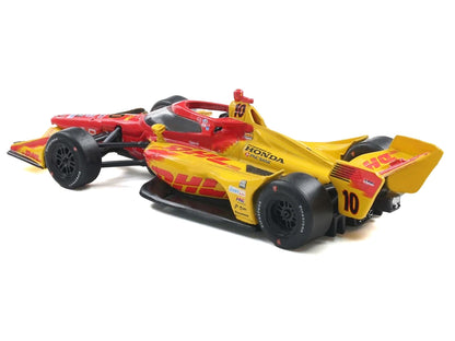 Dallara IndyCar #10 Alex Palou "DHL" Chip Ganassi Racing (Road Course Configuration) Champion "NTT IndyCar Series" (2025) with Trading Card 1/64 Diecast Model Car by IXO Models