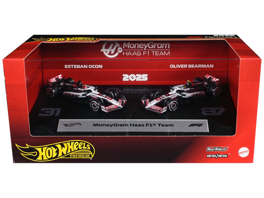 "MoneyGram Haas F1 Team" Formula One F1 World Championship (2025) 2 Piece Set Diecast Model Cars by Hot Wheels