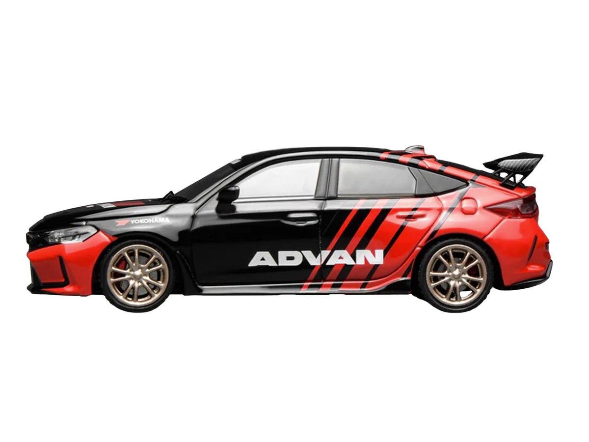 MotorHelix 1/64 Honda Civic Type R FL5 RHD ADVAN Diecast Model Car Black Red NEW