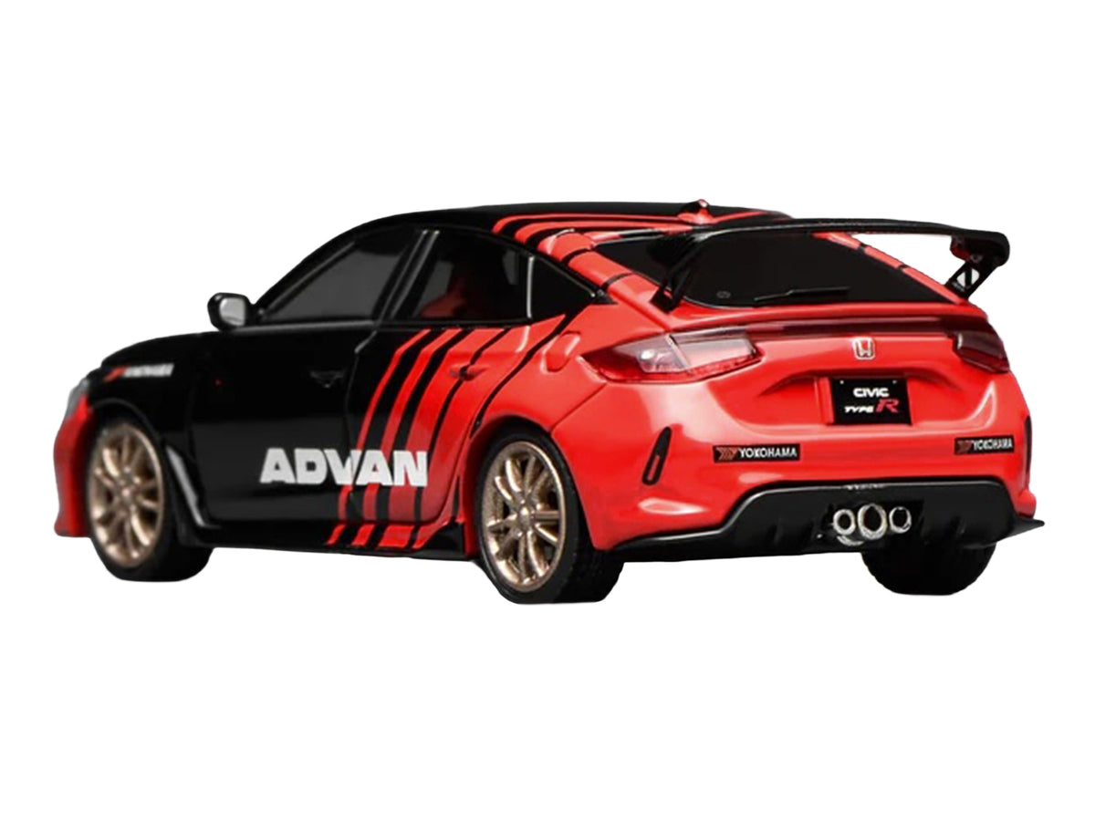 MotorHelix 1/64 Honda Civic Type R FL5 RHD ADVAN Diecast Model Car Black Red NEW