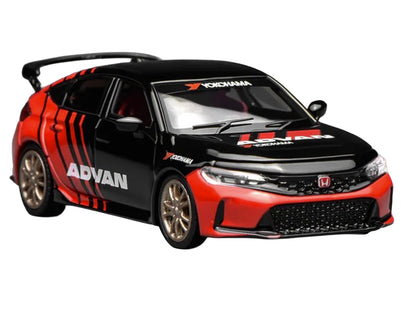 MotorHelix 1/64 Honda Civic Type R FL5 RHD ADVAN Diecast Model Car Black Red NEW