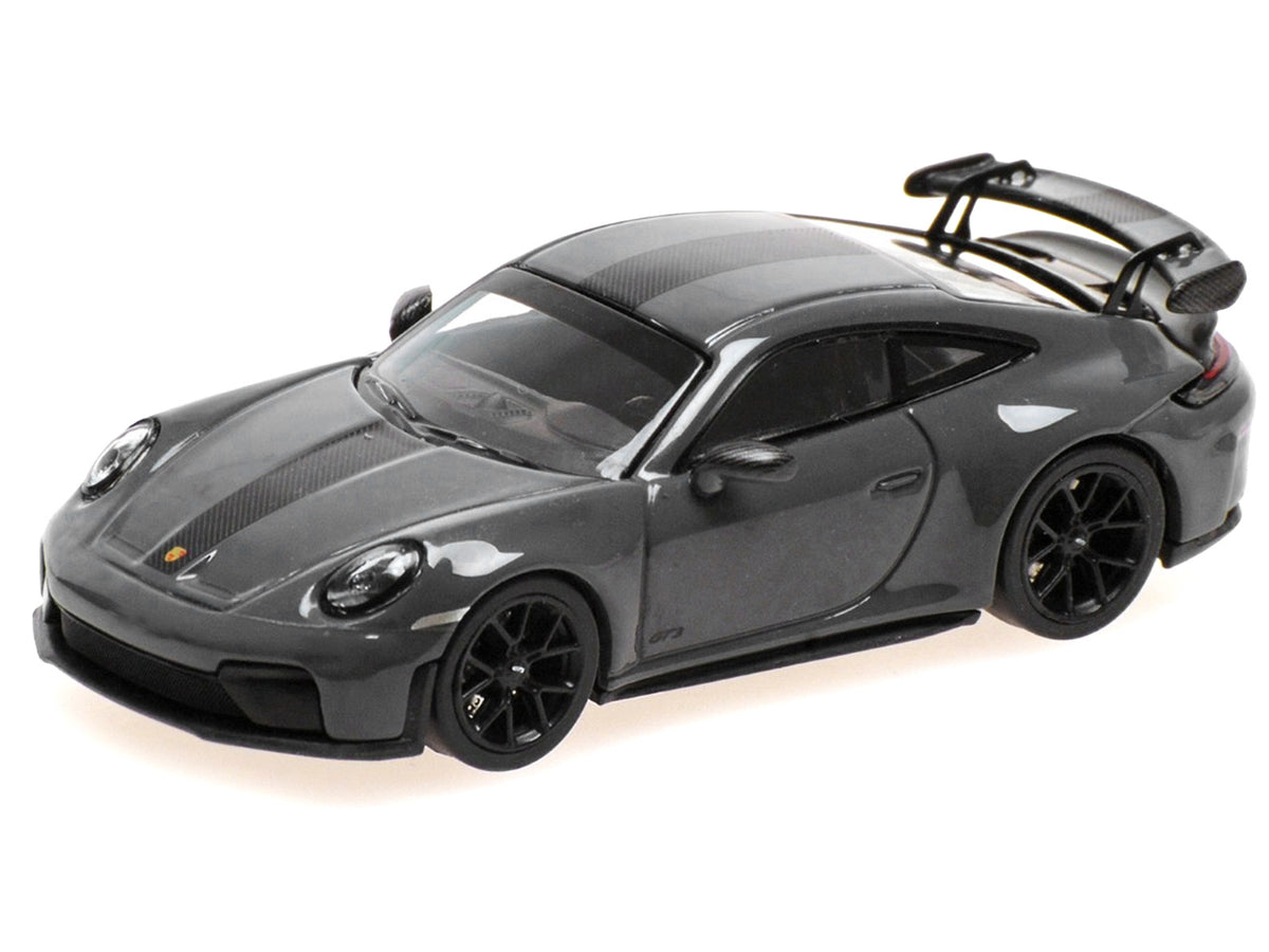 2025 Porsche 911 (992.2) GT3 Weissach Package Gray with Carbon Stripe Limited Edition to 240 pieces Worldwide 1/64 Diecast Model Car by Minichamps