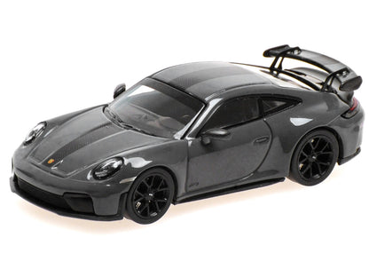 2025 Porsche 911 (992.2) GT3 Weissach Package Gray with Carbon Stripe Limited Edition to 240 pieces Worldwide 1/64 Diecast Model Car by Minichamps