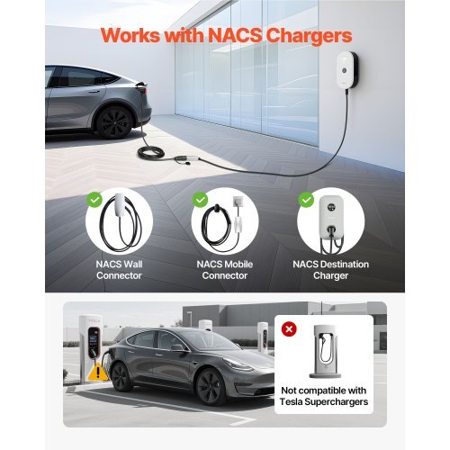 EV Charger Extension Cable for Tesla, 48Amp 21 ft Max 240V 11.52 kW with NACS Plug, EV Extension Cord for Level 1/2 Tesla Mobile/Wall Connector/Destination Charger, Model Y/X/3/S, Carrying Bag