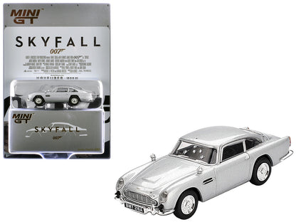 Mini GT 1/64 Aston Martin DB5 RHD Skyfall (2012) - Birch Silver Metallic (Damaged Edition) Diecast Model