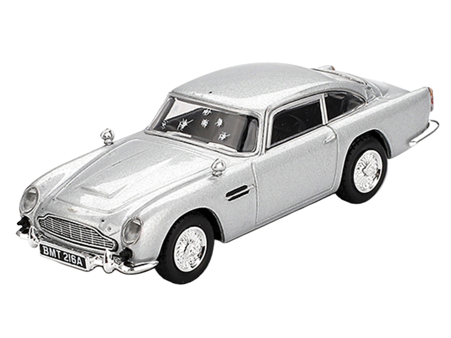 Mini GT 1/64 Aston Martin DB5 RHD Skyfall (2012) - Birch Silver Metallic (Damaged Edition) Diecast Model