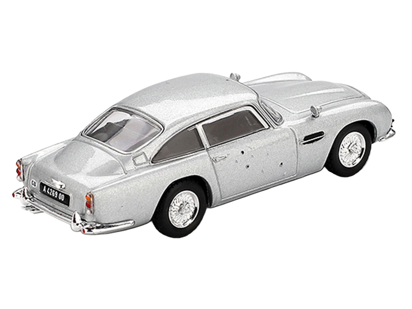 Mini GT 1/64 Aston Martin DB5 RHD Skyfall (2012) - Birch Silver Metallic (Damaged Edition) Diecast Model