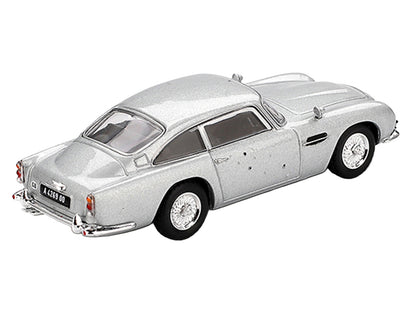 Mini GT 1/64 Aston Martin DB5 RHD Skyfall (2012) - Birch Silver Metallic (Damaged Edition) Diecast Model