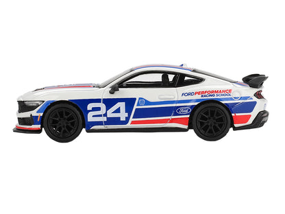 Ford Mustang Dark Horse #24 "Ford Performance Racing School" White with Red and Blue Graphics Limited Edition 1/64 Diecast Model Car by Mini GT