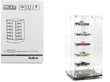 Acrylitower Showcase 24 Car Display Desktop Spinner with Cover Clear "Mijo Exclusives" for 1/64 Scale Models