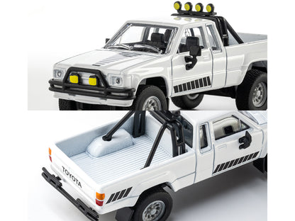 1985 Toyota Hilux SR5 Pickup Truck White with Black Graphics "Collection" Series 1/64 Diecast Model Car by Majorette