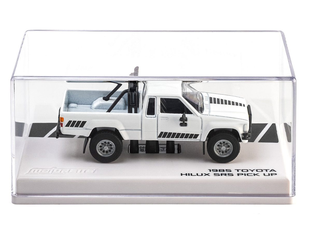 1985 Toyota Hilux SR5 Pickup Truck White with Black Graphics "Collection" Series 1/64 Diecast Model Car by Majorette
