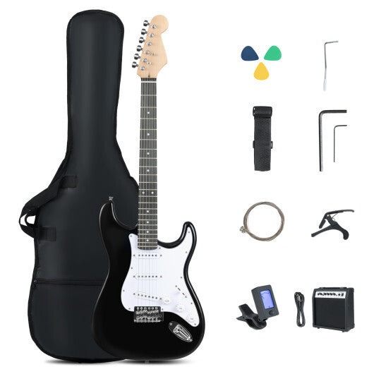39 Inch Full Size Electric Guitar Beginner Kit with Amplifier for Starter-Blue
